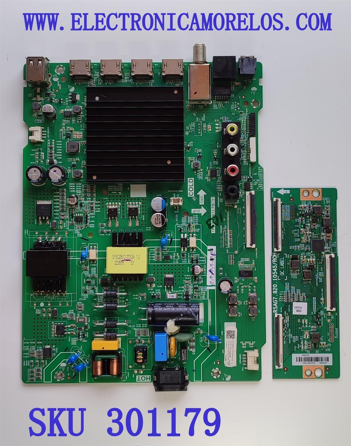 KIT DE TARJETAS PARA TV TOSHIBA·FIRE TV 4K·UHD·HDR / NUMERO DE PARTE MAIN 302835 / TPD.MT9612.PB751 / 302836 / 43C350U(0002) / T-CON 285230 / RSAG7.820.10545/ROH / PANEL HD425Y1U71-T0L2K2\GM\CKD3A\ROH / DISPLAY HV430QUB-F70 / MODELO 43C350KU 43C350U